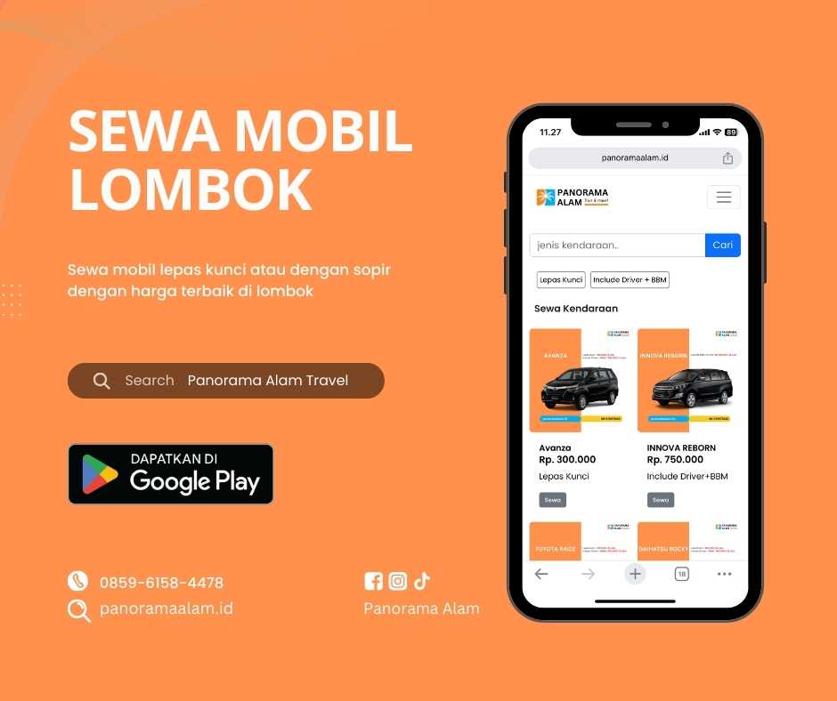 Nikmati keindahan Lombok dengan mobil rental dari Panorama Alam Tour dan Transport